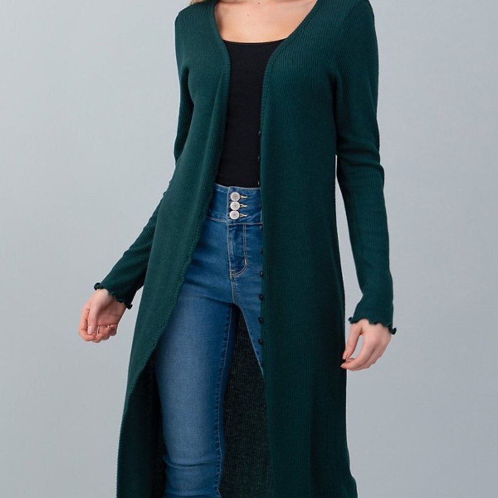Ruffle Maxi Cardigan